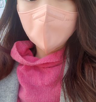 애니가드 셋업마스크 4컬러 각 10매입 [크리미베이지, 캐시미어로즈, 초콜렛브라운, 미드나잇네이비] — 4.5점을 준 리뷰어가 2022년 2월 올린 사용 사진