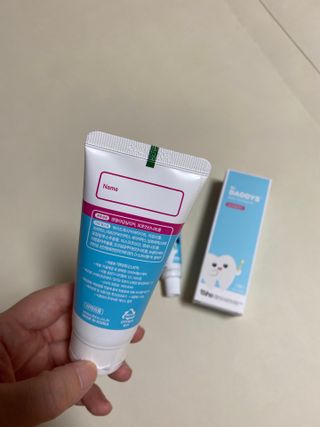 닥터데디스 안심무불소 베이비치약 60g + 여행용 미니 치약 15g — 5점을 준 리뷰어가 2022년 7월 올린 사용 사진
