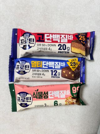 이지프로틴바 3종x각 2ea (고단백질바, 멀티단백질바, 식물성단백질바) — 5점을 준 리뷰어가 2024년 2월 올린 사용 사진