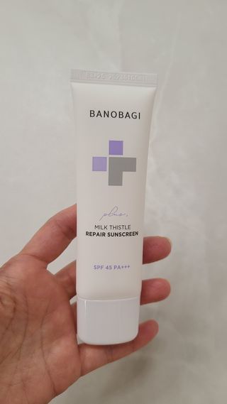 바노바기 코스메틱 바노바기 밀크씨슬 리페어 시카 선스크린 플러스 50ml — 5점을 준 리뷰어가 2023년 2월 올린 사용 사진