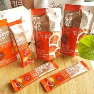 자연에온 핑크 자몽 착즙 100mL 10개입 1BOX +가 득담은 자몽 콜라겐 젤리스틱 1BOX — 5점을 준 리뷰어가 2021년 6월 올린 사용 사진