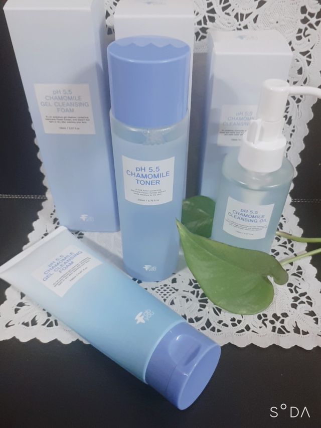 페브유 pH5.5 캐모마일 젤 클렌징 폼 + 클렌징 오일 + 토너 3종 세트 리뷰 사진