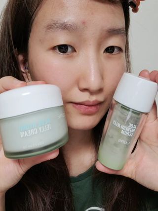 김정문알로에 큐어 큐어 알로에 리프레쉬 젤리 세럼, 큐어 알로에 하이드로 젤리 크림 — 5점을 준 리뷰어가 2021년 2월 올린 사용 사진