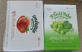 [복음자리] 바리스타 패키지 2종 랜덤발송 (딸기스무디 스틱+샤인머스캣에이드 or 망고스무디+자몽에이드) — 5점을 준 리뷰어가 2022년 7월 올린 사용 사진