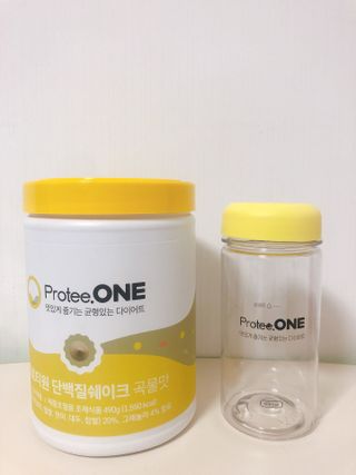 프로티원 단백질쉐이크 곡물맛 2주분 1통+보틀 — 3점을 준 리뷰어가 2021년 4월 올린 사용 사진