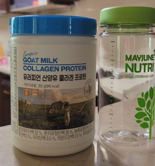 메이준뉴트리 유러피언 산양유 콜라겐 프로틴 — 5점을 준 리뷰어가 2021년 7월 올린 사용 사진