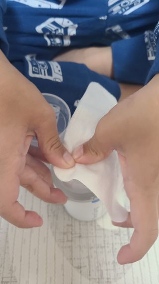 설랩수앤슈, 직접 만들어 쓰는 아기 물티슈 — 4점을 준 리뷰어가 2021년 11월 올린 사용 사진