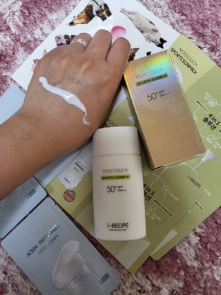 아이레시피 모이스트터치 스포츠 선밀크 50ml (SPF50+ PA+++) — 5점을 준 리뷰어가 2023년 6월 올린 사용 사진