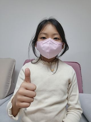 애니가드키즈 새부리형  소형L 5컬러 각 10매입 [크리미베이지, 코튼핑크, 블루레이크, 페일로즈, 민트그린] — 5점을 준 리뷰어가 2022년 2월 올린 사용 사진