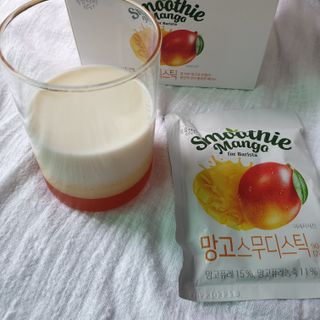 [복음자리] 바리스타 패키지 2종 랜덤발송 (딸기스무디 스틱+샤인머스캣에이드 or 망고스무디+자몽에이드) — 5점을 준 리뷰어가 2022년 7월 올린 사용 사진