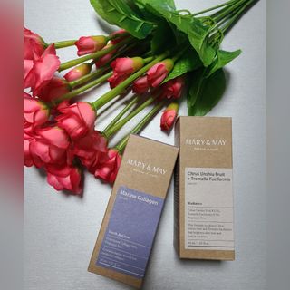 마리엔메이 히알루로닉스 세럼 ,나이아신아마이드 모과 세럼, 마린콜라겐 세럼, 청귤 흰목이버섯 추출물 세럼 — 5점을 준 리뷰어가 2021년 10월 올린 사용 사진
