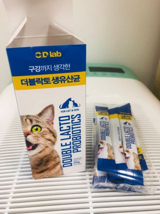 씨디랩 구강에서 장까지 한 번에 관리하는 더블락토 강아지 고양이 유산균 — 5점을 준 리뷰어가 2021년 6월 올린 사용 사진