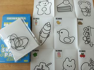 워터멜론컴퍼니 슈링코 페이퍼 3개 Set / 슈링클스 호환 종이 키링 만들기 미술놀이 재료 키트 — 4점을 준 리뷰어가 2022년 11월 올린 사용 사진