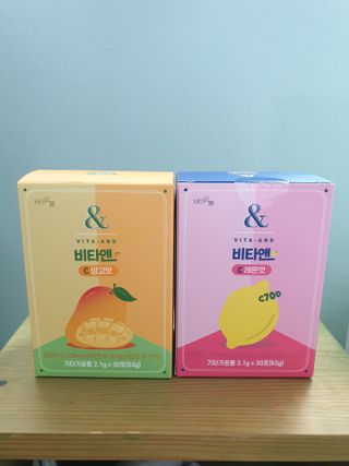 비타앤C 레몬맛, 망고맛 — 3점을 준 리뷰어가 2021년 7월 올린 사용 사진