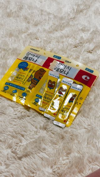 [레모나] 강아지 레모나 강아직 영양 간식 4종 택 1 — 5점을 준 리뷰어가 2024년 1월 올린 사용 사진