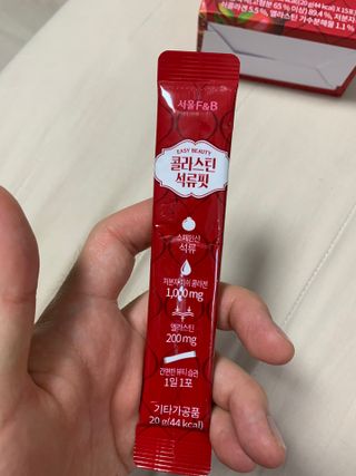 서울에프엔비 콜라스틴 3종 뷰티젤리스틱 45입 [ABC핏 15입 /  석류핏 15입 / 청스피루리나 15입] — 4.5점을 준 리뷰어가 2021년 8월 올린 사용 사진