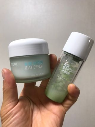김정문알로에 큐어 큐어 알로에 리프레쉬 젤리 세럼, 큐어 알로에 하이드로 젤리 크림 — 5점을 준 리뷰어가 2021년 2월 올린 사용 사진