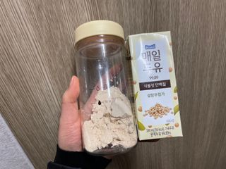 프로티원 단백질쉐이크 곡물맛 2주분 1통+보틀 — 3.5점을 준 리뷰어가 2021년 3월 올린 사용 사진