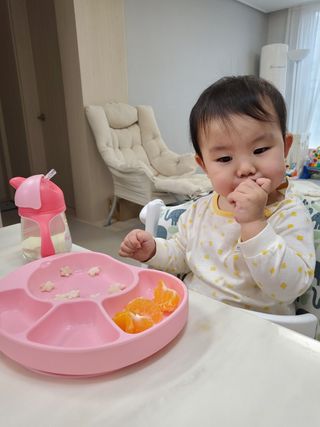 유비맘 캐릭터 실리콘 흡착 식판_색상 랜덤발송 — 5점을 준 리뷰어가 2020년 12월 올린 사용 사진