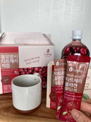 자연에온 몽모랑시 타트체리 3종 세트 구성 - 저분자콜라겐젤리, NFC 착즙주스 — 5점을 준 리뷰어가 2021년 7월 올린 사용 사진
