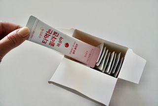 [음료수 대신 가능!]  빠르게 흡수되는 아임오 타먹는 콜라겐 1박스 — 4.5점을 준 리뷰어가 2023년 4월 올린 사용 사진
