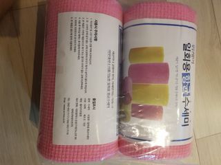 위케어 일회용 향균 수세미 50매 2롤 세트 총 100매 Pink — 5점을 준 리뷰어가 2021년 2월 올린 사용 사진