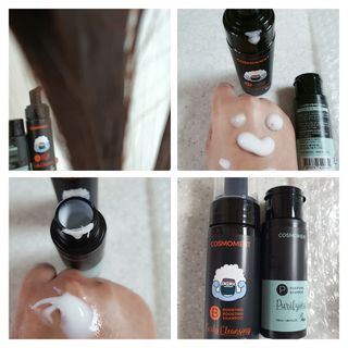 코스모먼트 부스티모 부스팅샴푸60ml + 비듬세정 진정샴푸50ml — 4점을 준 리뷰어가 2022년 1월 올린 사용 사진