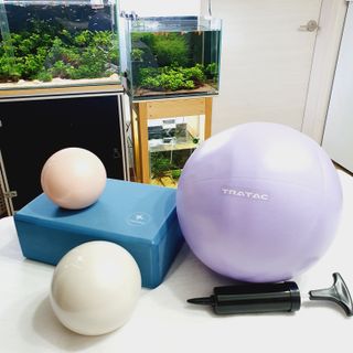 [트라택] 홈 필라테스 SET [미니짐볼+웨이트볼(0.5kg&1kg+요가블럭] — 5점을 준 리뷰어가 2022년 8월 올린 사용 사진