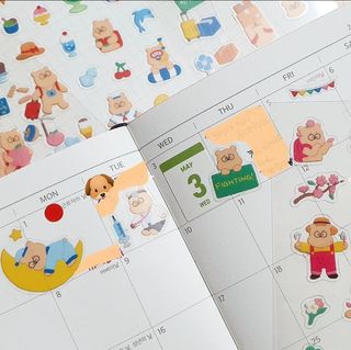 리훈 곰부 내지꾸미기 투명 리무버블 스티커팩 다이어리 다꾸 미니 씰 세트 — 5점을 준 리뷰어가 2023년 5월 올린 사용 사진