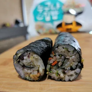 해풀잎 누구나 김밥*1ea [(혼합야채 35g *1ea,  김밥김 (5g, 5ea),  양념간장 (6g, 5ea), 참기름(5g, 2ea)] — 5점을 준 리뷰어가 2022년 8월 올린 사용 사진