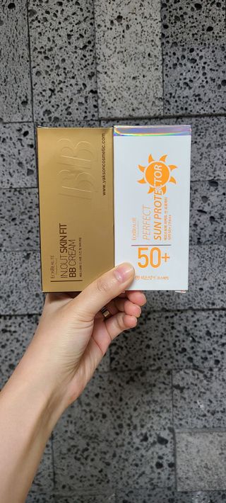 약손명가코스메틱 에오스보떼 퍼펙트 선 프로텍터 선크림 / 인_아웃 스킨 핏 비비크림 세트 구성 — 5점을 준 리뷰어가 2021년 7월 올린 사용 사진