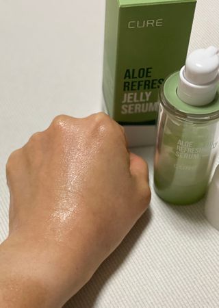 김정문알로에 큐어 큐어 알로에 리프레쉬 젤리 세럼, 큐어 알로에 하이드로 젤리 크림 — 5점을 준 리뷰어가 2021년 3월 올린 사용 사진