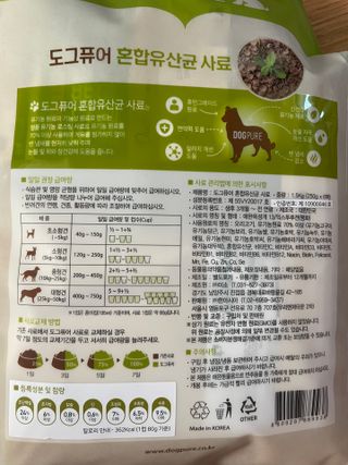 도그퓨어 피부와모질/혼합유산균/글루코사민 유기농 로스팅 사료 — 5점을 준 리뷰어가 2021년 9월 올린 사용 사진