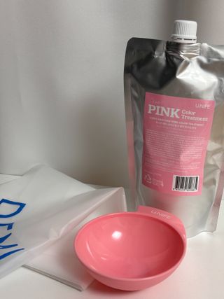[유니프] 헤어 샤이니 핑크 컬러 트리트먼트 500g — 5점을 준 리뷰어가 2023년 11월 올린 사용 사진