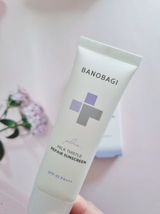 바노바기 코스메틱 바노바기 밀크씨슬 리페어 시카 선스크린 플러스 50ml — 4점을 준 리뷰어가 2023년 2월 올린 사용 사진