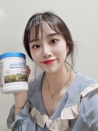 메이준뉴트리 유러피언 산양유 콜라겐 프로틴 — 5점을 준 리뷰어가 2021년 7월 올린 사용 사진