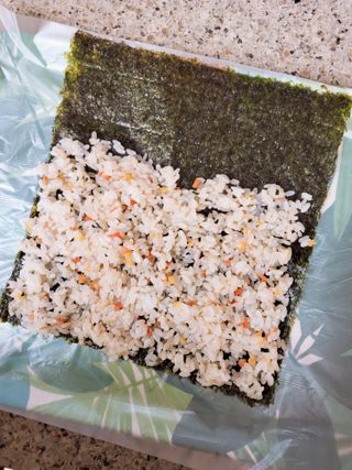 해풀잎 누구나 김밥*1ea [(혼합야채 35g *1ea,  김밥김 (5g, 5ea),  양념간장 (6g, 5ea), 참기름(5g, 2ea)] — 5점을 준 리뷰어가 2022년 11월 올린 사용 사진