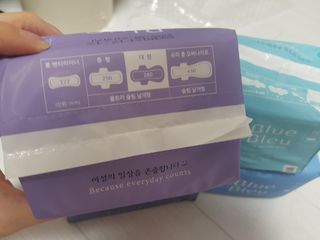블루블루 유기농 순면 커버 생리대 — 5점을 준 리뷰어가 2021년 1월 올린 사용 사진