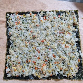 해풀잎 누구나 김밥*1ea [(혼합야채 35g *1ea,  김밥김 (5g, 5ea),  양념간장 (6g, 5ea), 참기름(5g, 2ea)] — 4점을 준 리뷰어가 2022년 7월 올린 사용 사진
