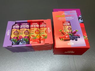 [롯데칠성] 야채듬뿍 더'진한 [롯데칠성] 야채는 이제 COLORFULL! 야채듬뿍  더 진한 레드 4개 +퍼플 4개 (총 8개) — 4.5점을 준 리뷰어가 2023년 6월 올린 사용 사진