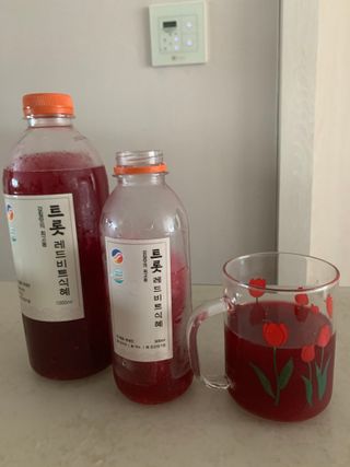 트롯전통식혜 트롯레드비트식혜 1리터 +500리터 — 4.5점을 준 리뷰어가 2021년 5월 올린 사용 사진