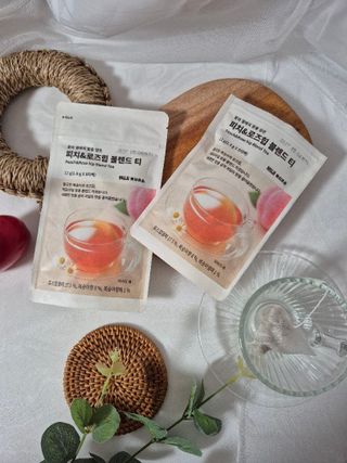 릴스 [무인양품] 꽃과 열매의 향을 담은 피치&로즈힙 블렌드 티(2개제공) — 5점을 준 리뷰어가 2025년 7월 올린 사용 사진