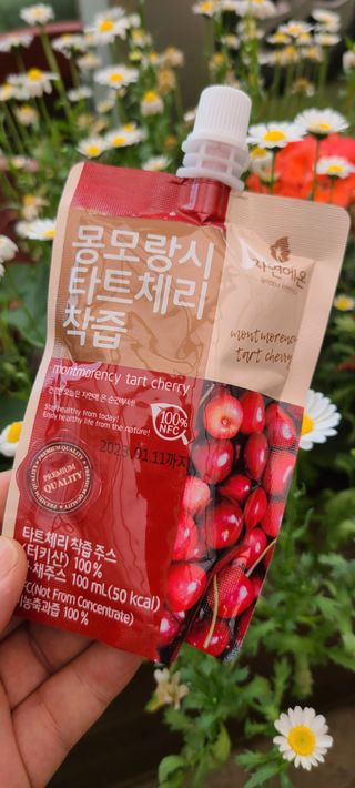 자연에온 몽모랑시 타트체리 3종 세트 구성 - 저분자콜라겐젤리, NFC 착즙주스 — 5점을 준 리뷰어가 2021년 7월 올린 사용 사진