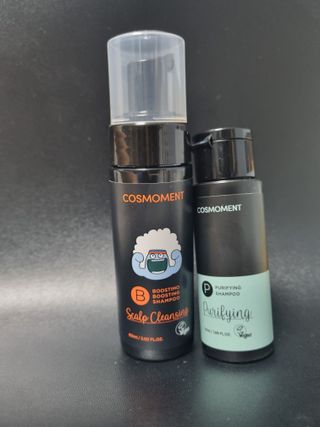 코스모먼트 부스티모 부스팅샴푸60ml + 비듬세정 진정샴푸50ml — 4점을 준 리뷰어가 2021년 11월 올린 사용 사진