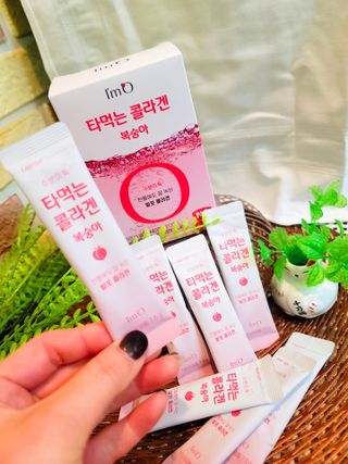 [음료수 대신 가능!]  빠르게 흡수되는 아임오 타먹는 콜라겐 1박스 — 5점을 준 리뷰어가 2023년 4월 올린 사용 사진