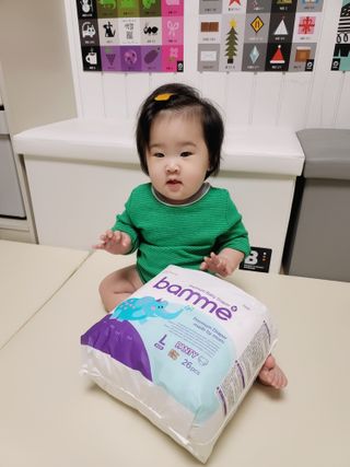 오브맘 밤 프리미엄 아기 기저귀 팬티형 밴드형 — 5점을 준 리뷰어가 2020년 12월 올린 사용 사진