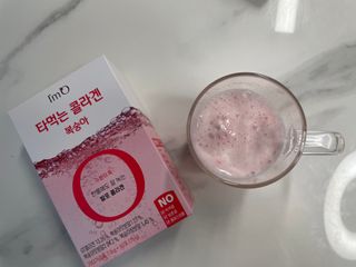 [음료수 대신 가능!]  빠르게 흡수되는 아임오 타먹는 콜라겐 1박스 — 5점을 준 리뷰어가 2023년 3월 올린 사용 사진