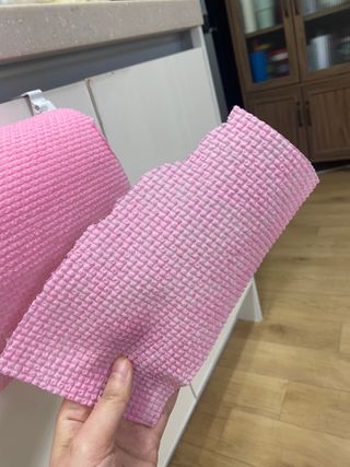 위케어 일회용 향균 수세미 50매 2롤 세트 총 100매 Pink — 4점을 준 리뷰어가 2021년 2월 올린 사용 사진