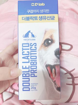 씨디랩 구강에서 장까지 한 번에 관리하는 더블락토 강아지 고양이 유산균 — 4.5점을 준 리뷰어가 2021년 6월 올린 사용 사진