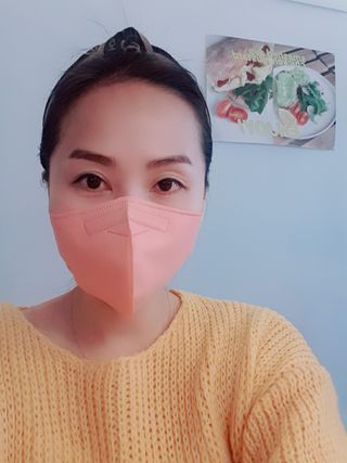 애니가드 셋업마스크 4컬러 각 10매입 [크리미베이지, 캐시미어로즈, 초콜렛브라운, 미드나잇네이비] — 5점을 준 리뷰어가 2022년 2월 올린 사용 사진